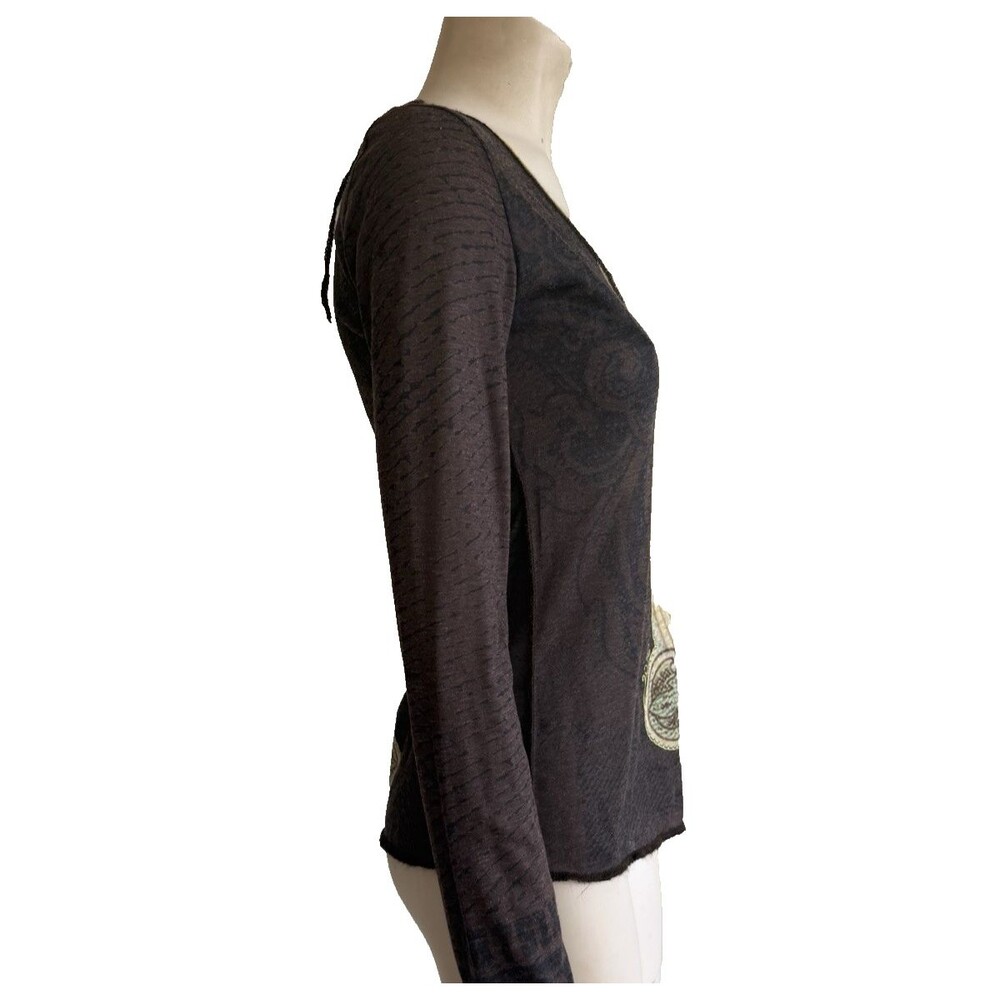 2026 Deux Mille Vingt Six Vintage Y2K Wool Blend Long Sleeve Art to Wear Top - Picture 6 of 8